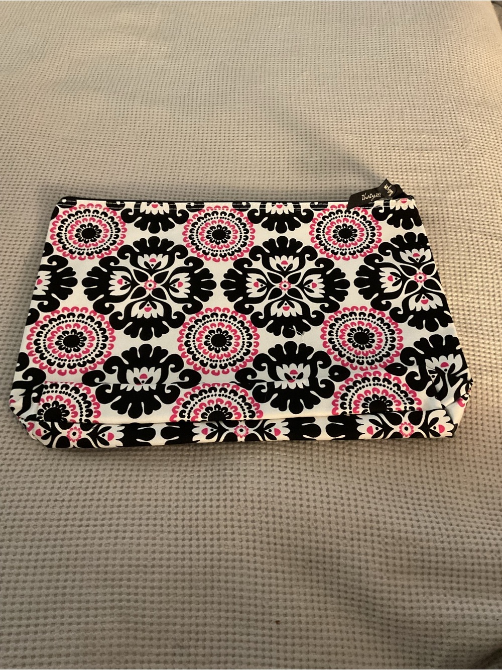 Floral Pattern Zip Pouch - Black, White & Pink Thirty One